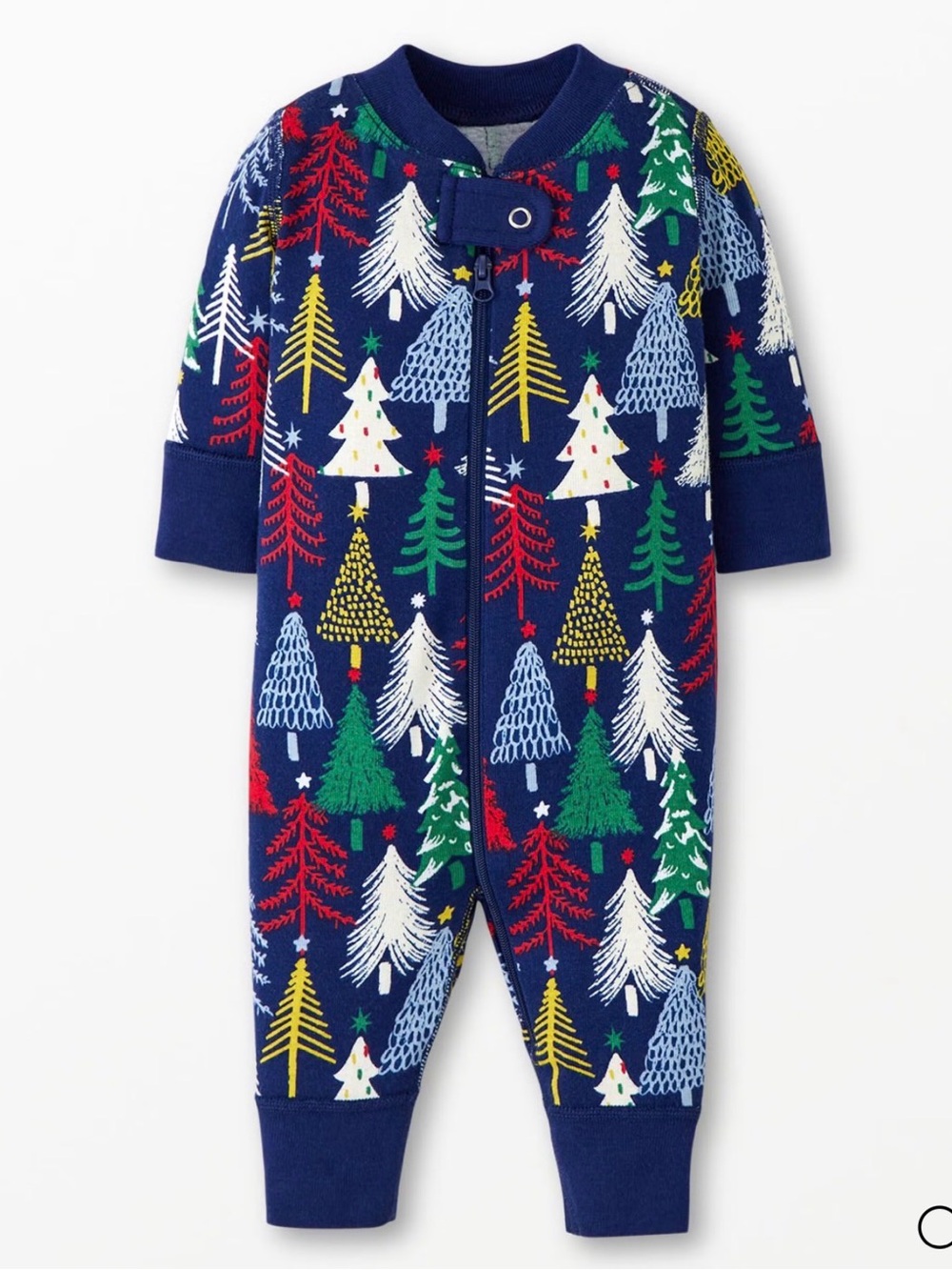 Hanna Andersson Navy twinkly trees on navy Holiday sleeper